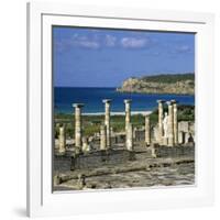 Roman Ruins with Statue of Emperor Trajan, Baelo Claudia, Near Tarifa, Andalucia, Spain, Europe-Stuart Black-Framed Photographic Print