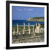 Roman Ruins with Statue of Emperor Trajan, Baelo Claudia, Near Tarifa, Andalucia, Spain, Europe-Stuart Black-Framed Photographic Print