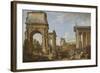 Roman Ruins with the Arch of Titus, 1734-Giovanni Paolo Panini-Framed Giclee Print