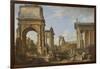 Roman Ruins with the Arch of Titus, 1734-Giovanni Paolo Panini-Framed Giclee Print