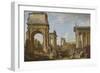 Roman Ruins with the Arch of Titus, 1734-Giovanni Paolo Panini-Framed Giclee Print