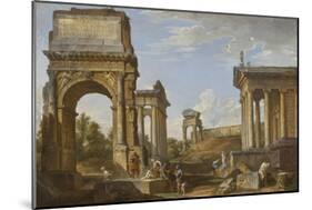 Roman Ruins with the Arch of Titus, 1734-Giovanni Paolo Panini-Mounted Giclee Print