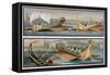 Roman Sailboats and Rowing Boats, After Frescoes in the Temple of Isis in Pompeii-Giacinto Gigante-Framed Stretched Canvas
