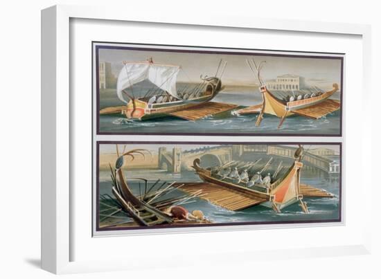 Roman Sailboats and Rowing Boats, After Frescoes in the Temple of Isis in Pompeii-Giacinto Gigante-Framed Giclee Print