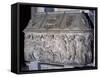 Roman Sarcophagus Decorated with Meleager Hunting Scenes and Medici Coat of Arms-null-Framed Stretched Canvas