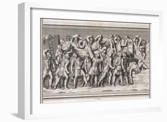 Roman Soldiers Attack a German Town, Casualties on Both Sides-null-Framed Art Print