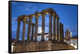 Roman Temple in foreground, Evora Cathdral in the background, Evora, UNESCO World Heritage Site, Po-Richard Maschmeyer-Framed Stretched Canvas