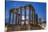 Roman Temple in foreground, Evora Cathdral in the background, Evora, UNESCO World Heritage Site, Po-Richard Maschmeyer-Stretched Canvas