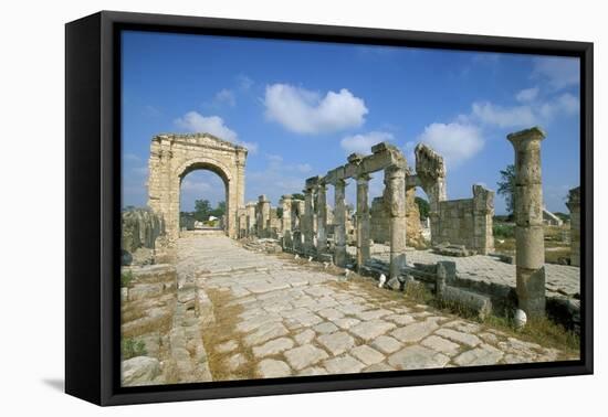 Roman Triumphal Arch and Colonnaded Street, Al Bas Site, Unesco World Heritage Site, Tyre, Lebanon-Gavin Hellier-Framed Stretched Canvas