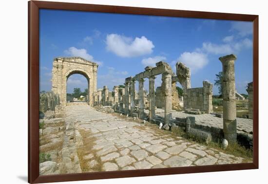 Roman Triumphal Arch and Colonnaded Street, Al Bas Site, Unesco World Heritage Site, Tyre, Lebanon-Gavin Hellier-Framed Photographic Print