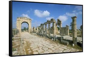 Roman Triumphal Arch and Colonnaded Street, Al Bas Site, Unesco World Heritage Site, Tyre, Lebanon-Gavin Hellier-Framed Stretched Canvas