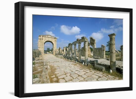 Roman Triumphal Arch and Colonnaded Street, Al Bas Site, Unesco World Heritage Site, Tyre, Lebanon-Gavin Hellier-Framed Photographic Print