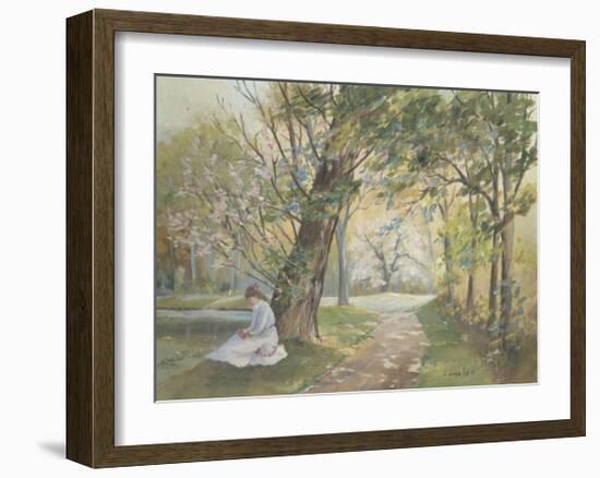 Romance at the Pond-Armande Langelier-Framed Art Print