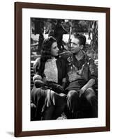 Romance by Paris by JeanBoyer with Jacqueline Porel and Charles Trenet, 1941 (b/w photo)-null-Framed Photo