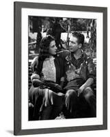 Romance by Paris by JeanBoyer with Jacqueline Porel and Charles Trenet, 1941 (b/w photo)-null-Framed Photo