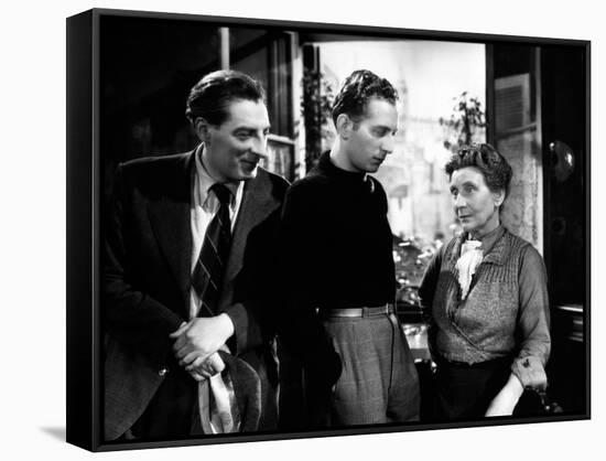 Romance by Paris by JeanBoyer with Jean tissier, Charles Trenet and Sylvie, 1941 (b/w photo)-null-Framed Stretched Canvas