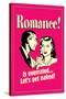 Romance Is Overrated Let's Get Naked Funny Retro Poster-Retrospoofs-Stretched Canvas