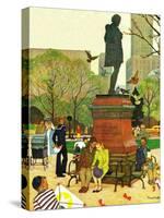 "Romance Under Shakespeare's Statue," April 28, 1945-Mead Schaeffer-Stretched Canvas