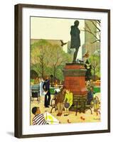 "Romance Under Shakespeare's Statue," April 28, 1945-Mead Schaeffer-Framed Giclee Print