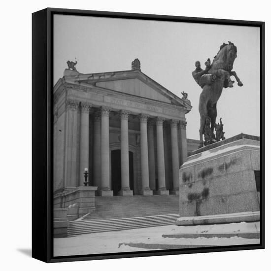 Romanesque Columns and Designs Decorating the Exterior of the University of Oklahoma Law School-Cornell Capa-Framed Stretched Canvas