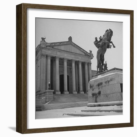 Romanesque Columns and Designs Decorating the Exterior of the University of Oklahoma Law School-Cornell Capa-Framed Premium Photographic Print