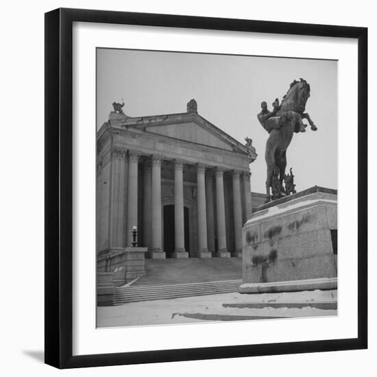 Romanesque Columns and Designs Decorating the Exterior of the University of Oklahoma Law School-Cornell Capa-Framed Premium Photographic Print