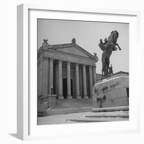 Romanesque Columns and Designs Decorating the Exterior of the University of Oklahoma Law School-Cornell Capa-Framed Premium Photographic Print