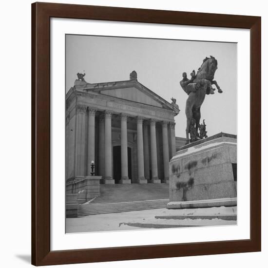 Romanesque Columns and Designs Decorating the Exterior of the University of Oklahoma Law School-Cornell Capa-Framed Premium Photographic Print