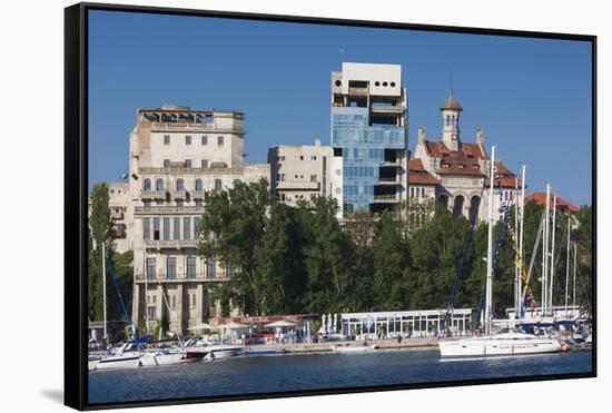 Romania, Black Sea Coast, Constanta, Tomis Tourist Port and Marina-Walter Bibikow-Framed Stretched Canvas