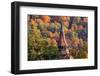 Romania, Brasov. Poarta Schei district. Clock Tower spire in autumn.-Emily Wilson-Framed Photographic Print