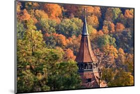 Romania, Brasov. Poarta Schei district. Clock Tower spire in autumn.-Emily Wilson-Mounted Photographic Print