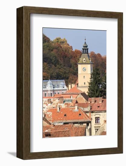 Romania, Brasov. Poarta Schei district., George Street. Clock Tower.-Emily Wilson-Framed Photographic Print