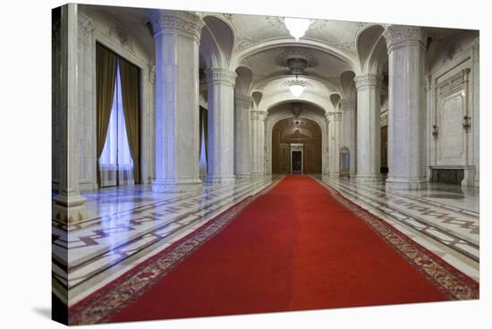 Romania, Bucharest, Palace of Parliament, Hallway Interior-Walter Bibikow-Stretched Canvas