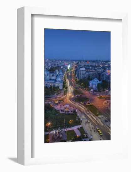 Romania, Bucharest, Piata Universitatii, Coltea Hospital at Dusk-Walter Bibikow-Framed Photographic Print