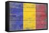 Romania Country Flag - Barnwood Painting-Lantern Press-Framed Stretched Canvas