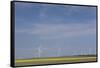 Romania, Danube River Delta, Bestepe, Farm Fields and Windmills-Walter Bibikow-Framed Stretched Canvas