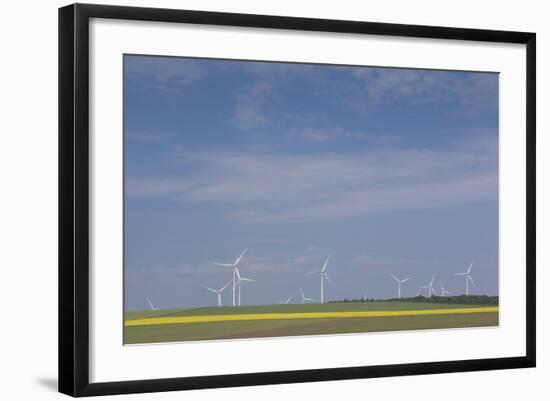 Romania, Danube River Delta, Bestepe, Farm Fields and Windmills-Walter Bibikow-Framed Photographic Print