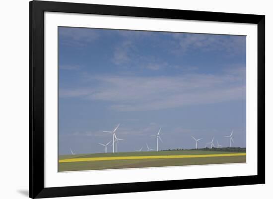 Romania, Danube River Delta, Bestepe, Farm Fields and Windmills-Walter Bibikow-Framed Photographic Print