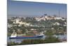 Romania, Danube River Delta, Tulcea, Freighter on the Danube River-Walter Bibikow-Mounted Photographic Print