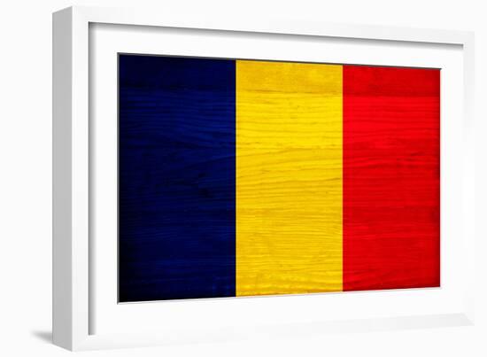 Romania Flag Design with Wood Patterning - Flags of the World Series-Philippe Hugonnard-Framed Art Print