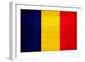 Romania Flag Design with Wood Patterning - Flags of the World Series-Philippe Hugonnard-Framed Art Print