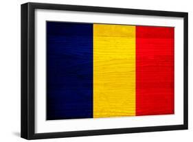 Romania Flag Design with Wood Patterning - Flags of the World Series-Philippe Hugonnard-Framed Premium Giclee Print