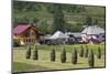 Romania, Maramures Region, Rona de Jos, Village View with Haystacks-Walter Bibikow-Mounted Photographic Print