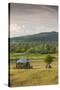 Romania, Maramures Region, Sarasau, Haystack by the Ukranian Frontier, Late Afternoon-Walter Bibikow-Stretched Canvas
