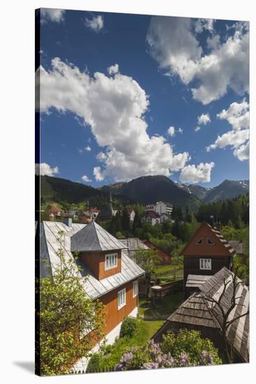 Romania, Maramures, Statiunea Borsa, Ski Resort, Spring, Village View-Walter Bibikow-Stretched Canvas