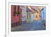 Romania, Sighisoara, cobblestone residential street of colorful houses in village.-Emily Wilson-Framed Photographic Print