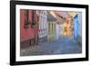 Romania, Sighisoara, cobblestone residential street of colorful houses in village.-Emily Wilson-Framed Photographic Print