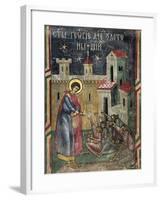 Romania, Sucevita Monastery Depicting St George Giving Alms, Detail from Life of St George-null-Framed Giclee Print