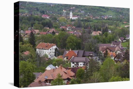 Romania, Transylvania, Bran, Elevated Town View from Bran Castle-Walter Bibikow-Stretched Canvas