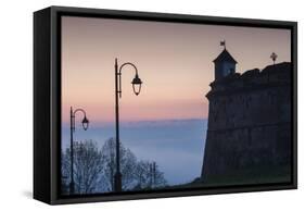 Romania, Transylvania, Brasov, Brasov Citadel, Dawn-Walter Bibikow-Framed Stretched Canvas